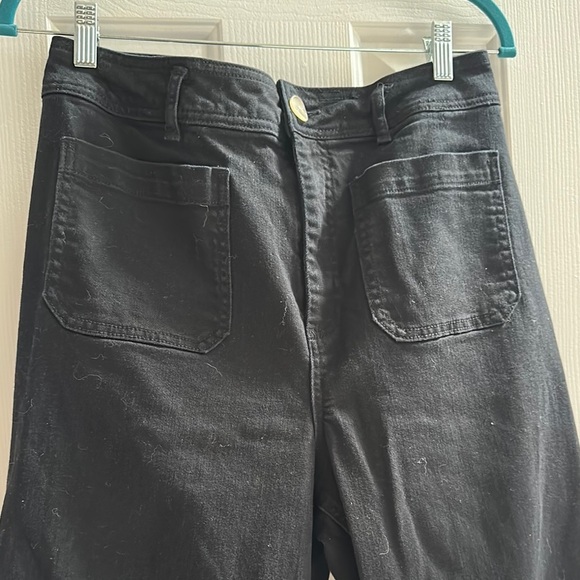 Every Wide Leg Raw Hem Cropped Denim in Black Women’s 14 Casual Trendy Classic - Picture 2 of 9